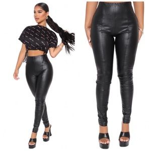 •Straight Shooter• Black Vegan Leather Leggings